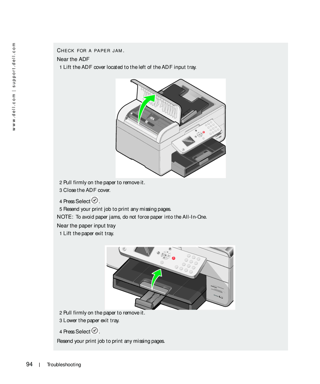 Dell 964 owner manual Near the ADF 