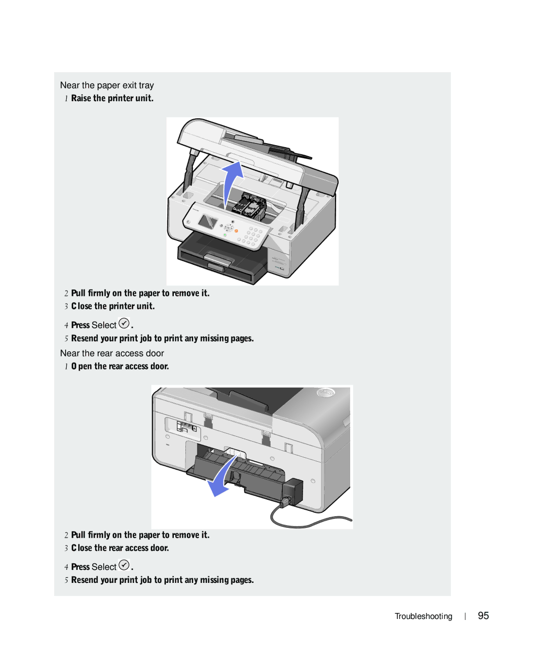 Dell 964 owner manual Near the paper exit tray 1 Raise the printer unit 