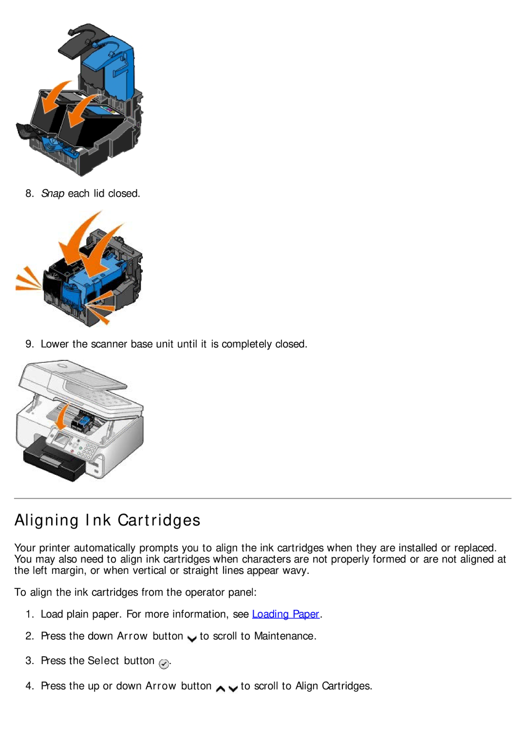 Dell 968 specifications Aligning Ink Cartridges 