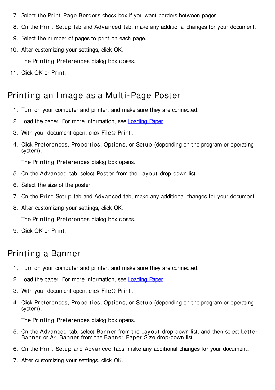 Dell 968 specifications Printing an Image as a Multi-Page Poster, Printing a Banner 