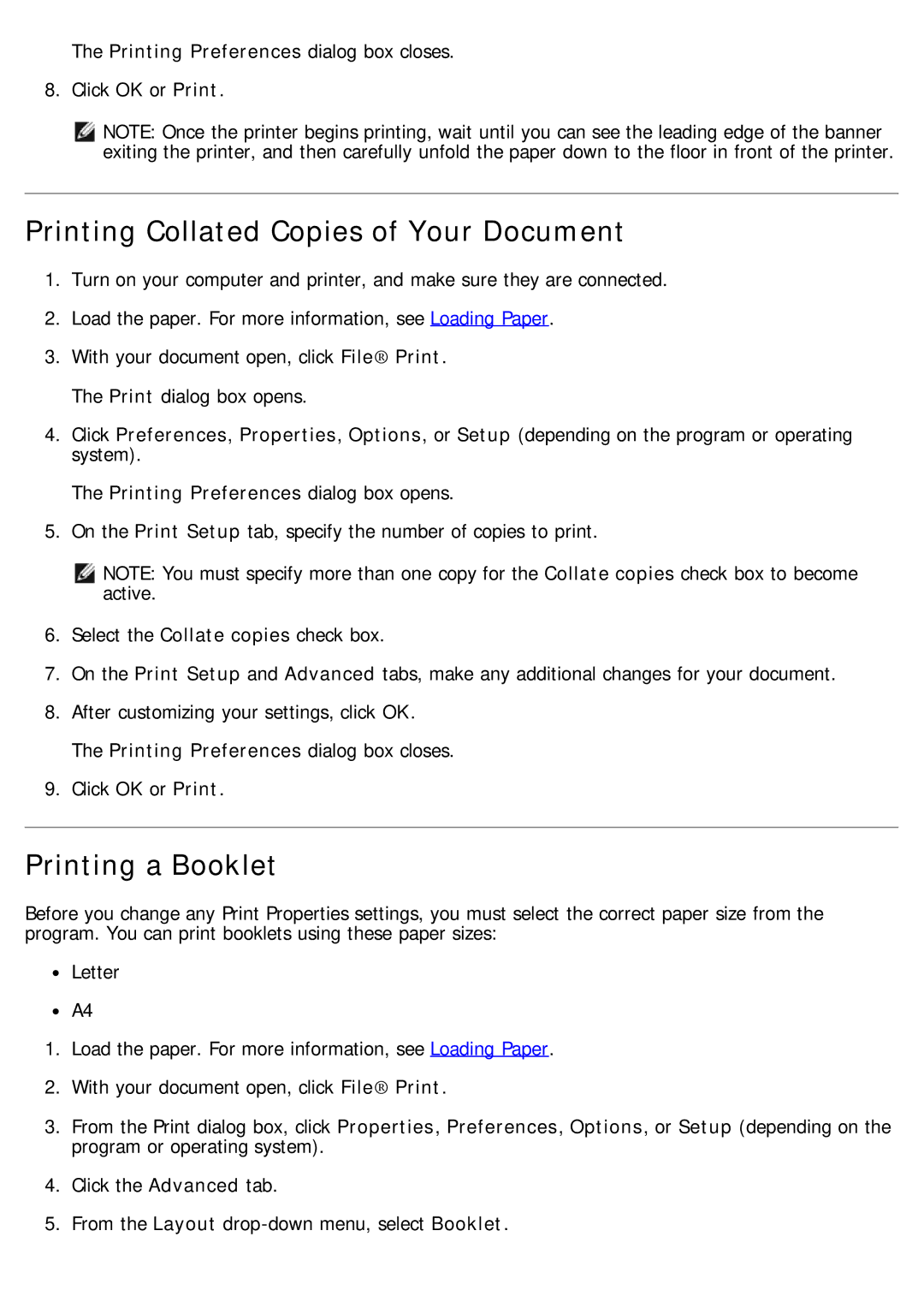 Dell 968 specifications Printing Collated Copies of Your Document, Printing a Booklet 