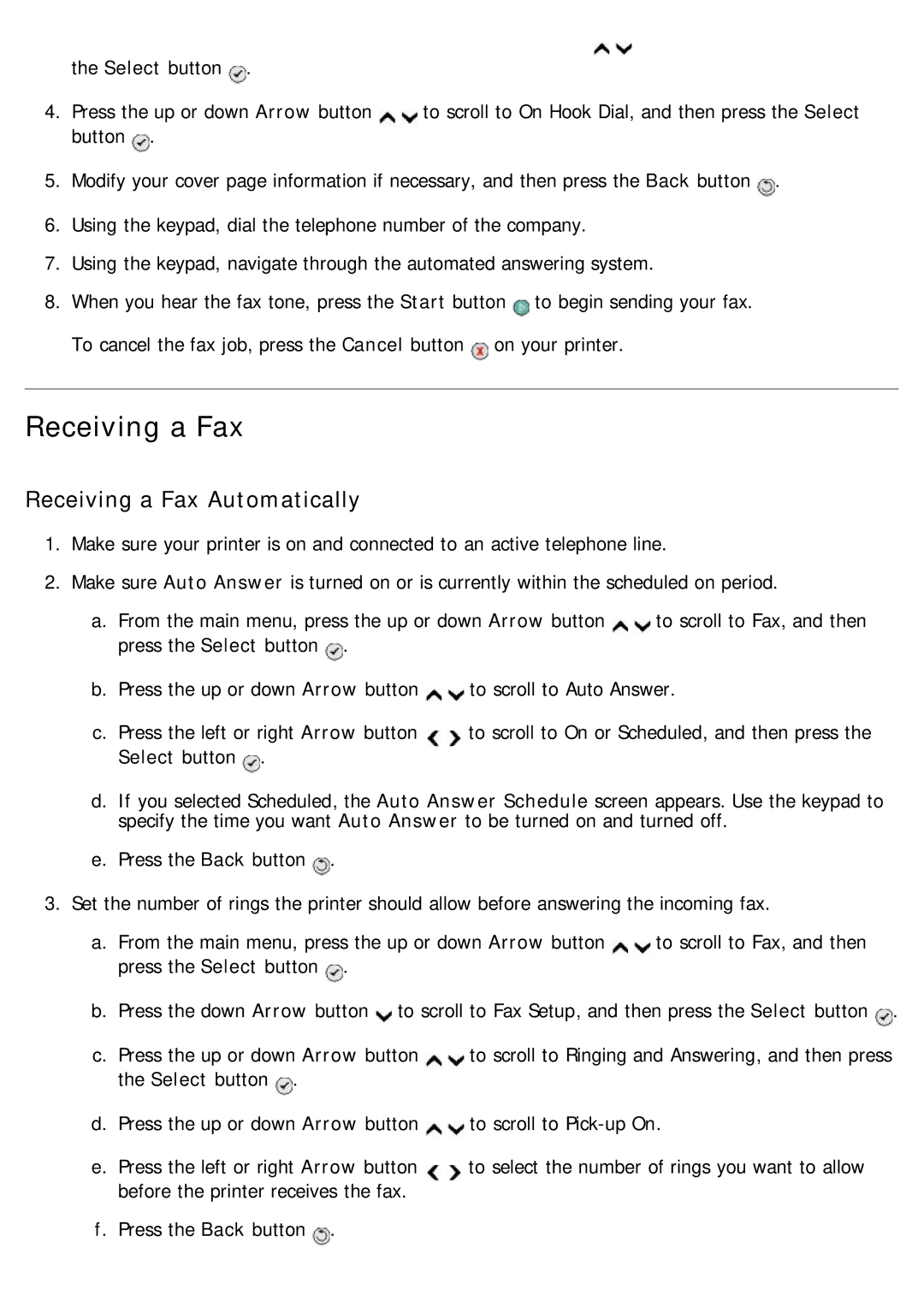 Dell 968 specifications Receiving a Fax Automatically 