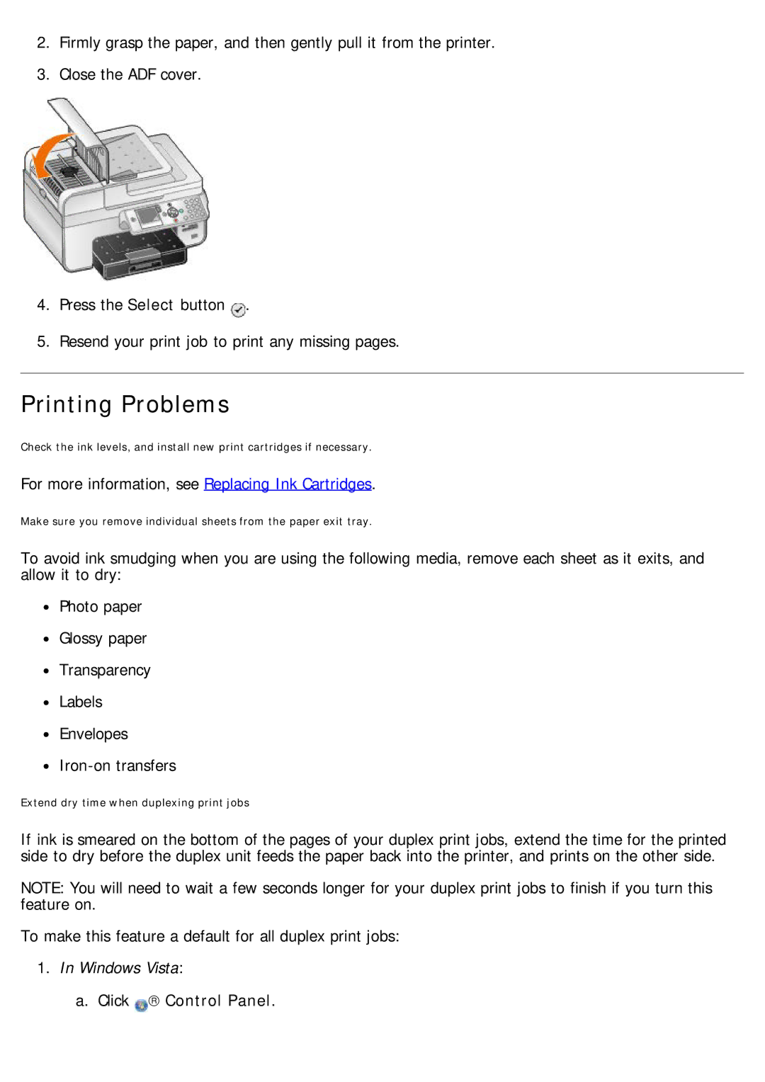 Dell 968 specifications Printing Problems, Click → Control Panel 