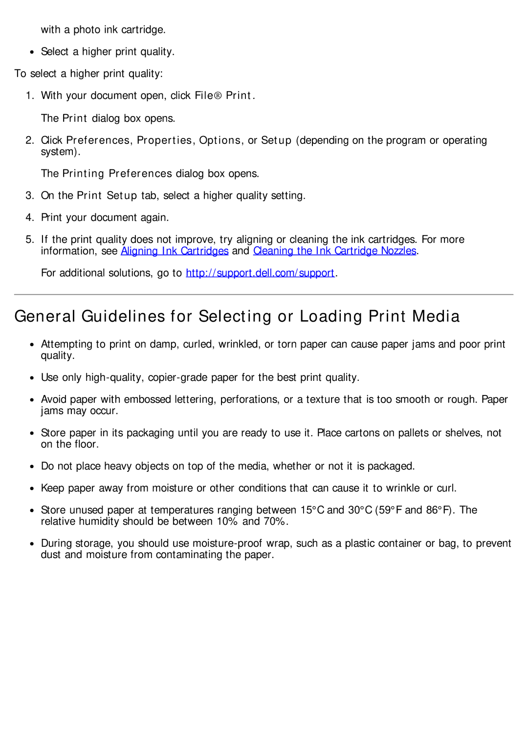 Dell 968 specifications General Guidelines for Selecting or Loading Print Media 