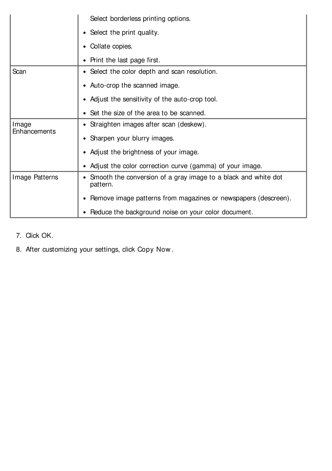 Dell 968 specifications Select borderless printing options 