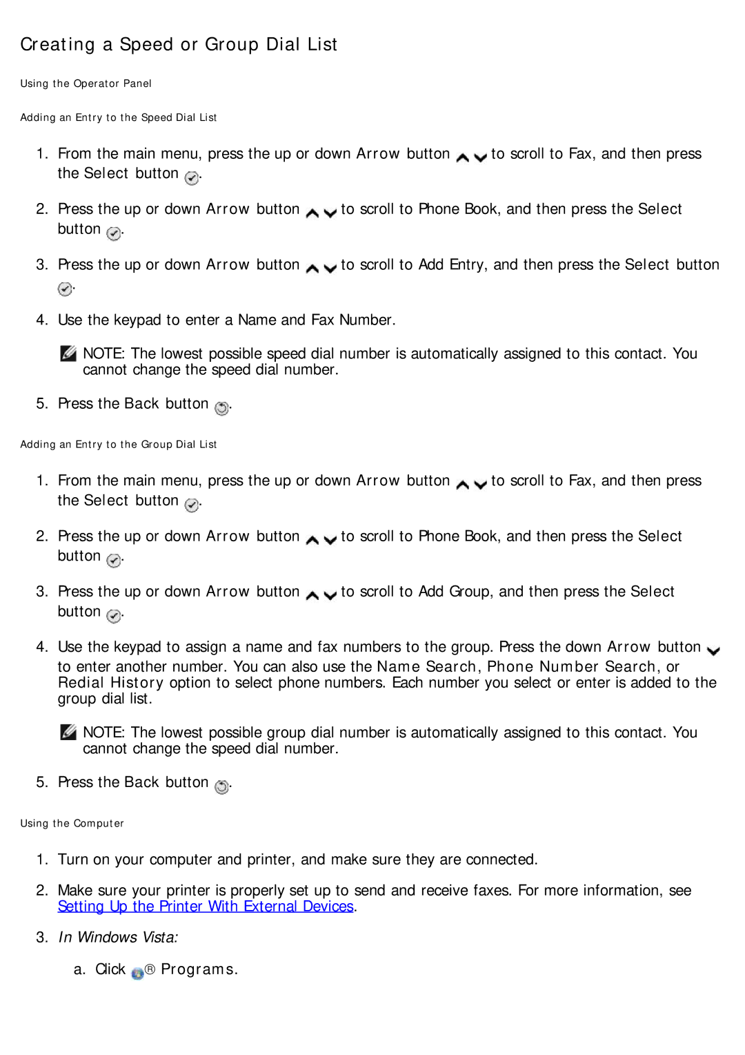 Dell 968 specifications Creating a Speed or Group Dial List 