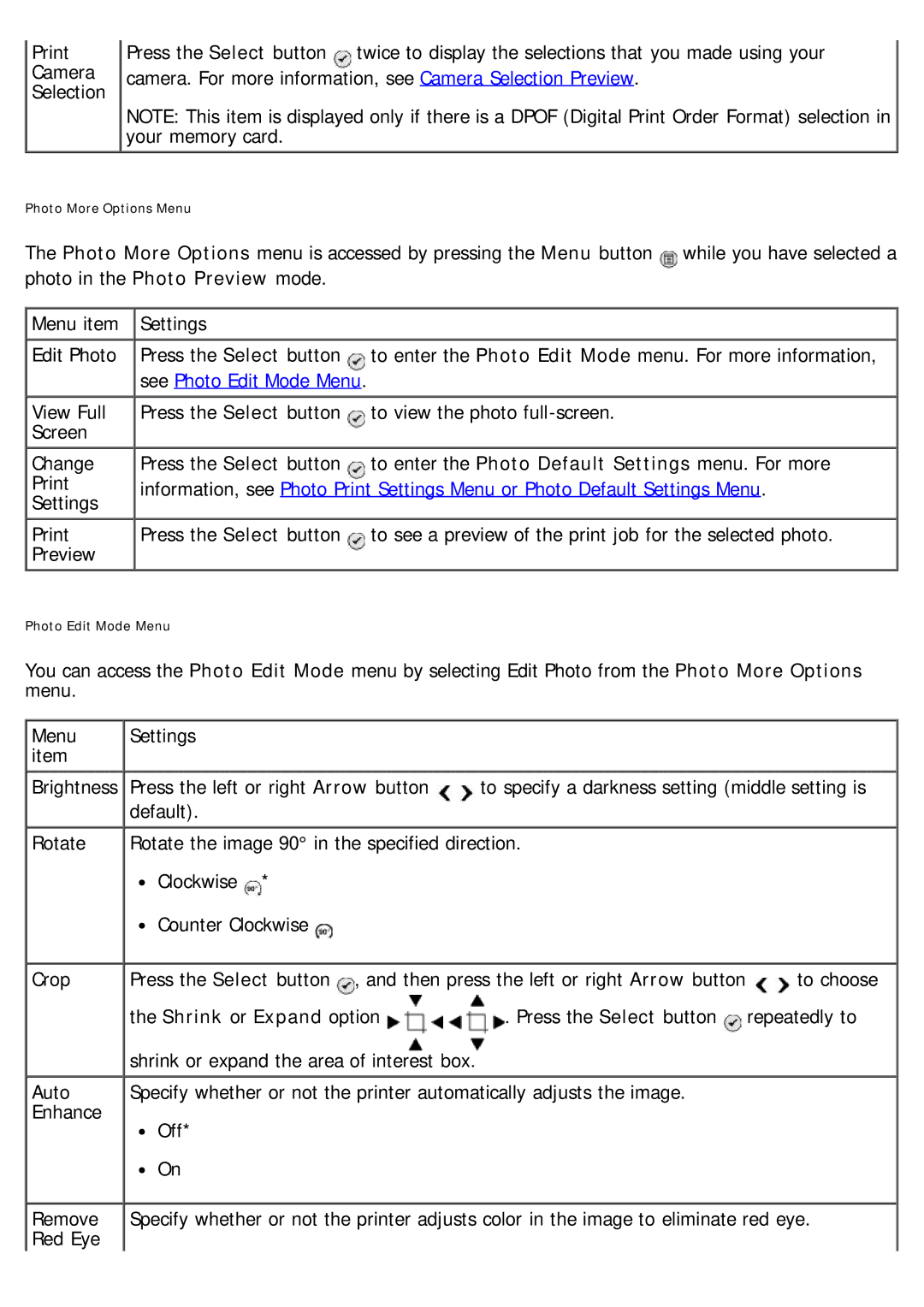 Dell 968 specifications See Photo Edit Mode Menu, Shrink or Expand option 