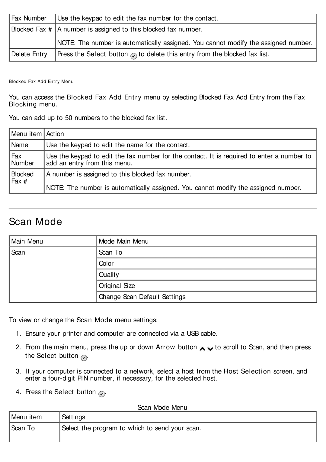 Dell 968 specifications Scan Mode 