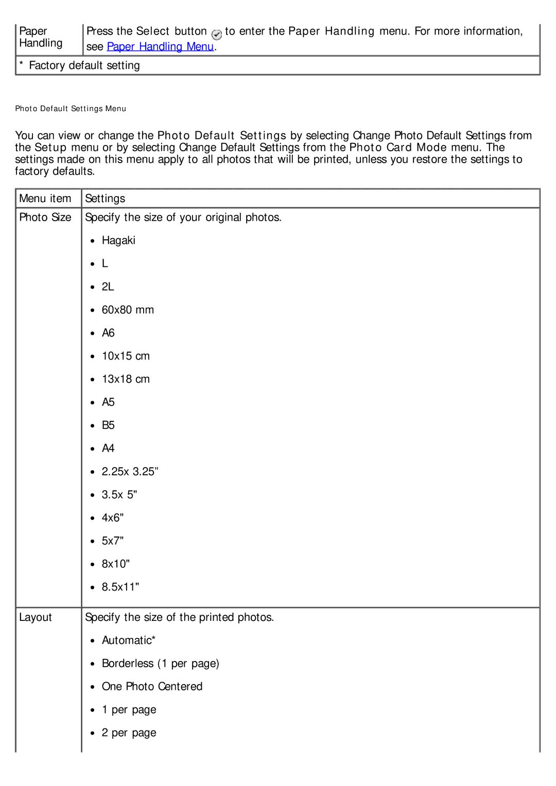 Dell 968 specifications See Paper Handling Menu 