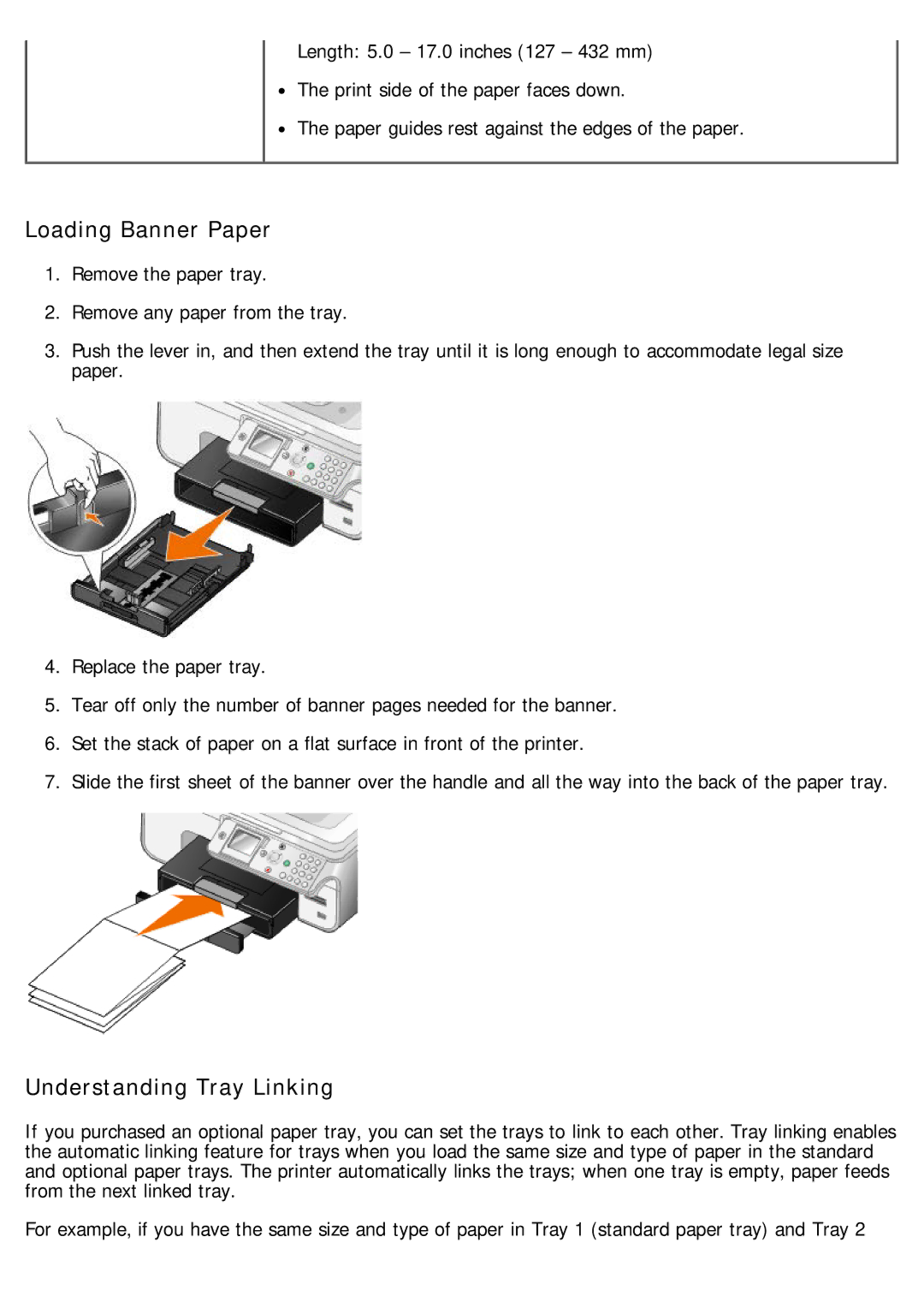 Dell 968 specifications Loading Banner Paper, Understanding Tray Linking 