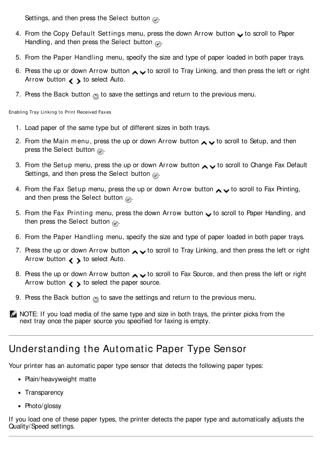 Dell 968 specifications Understanding the Automatic Paper Type Sensor 