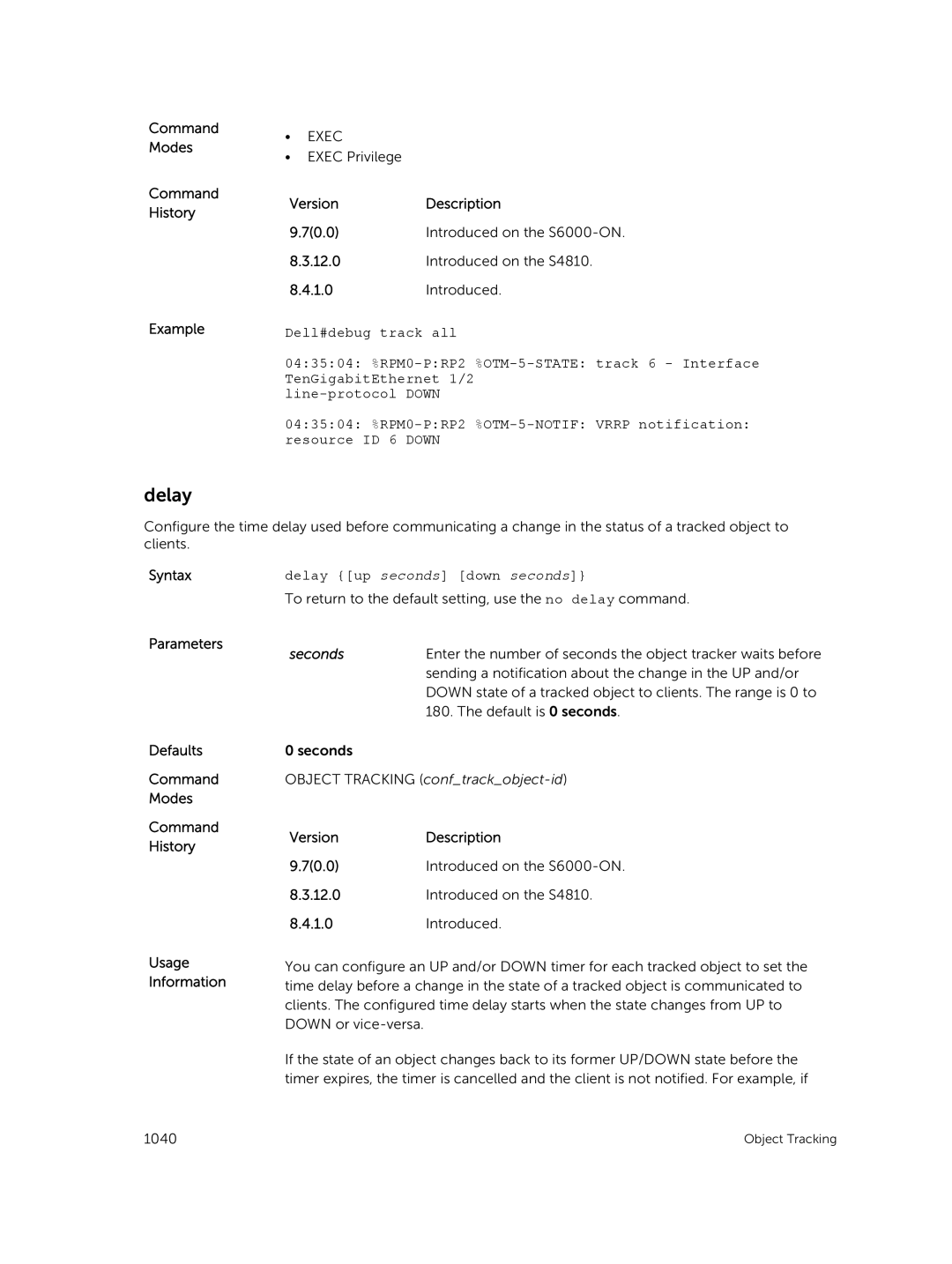 Dell 9.7(0.0) manual Delay up seconds down seconds 