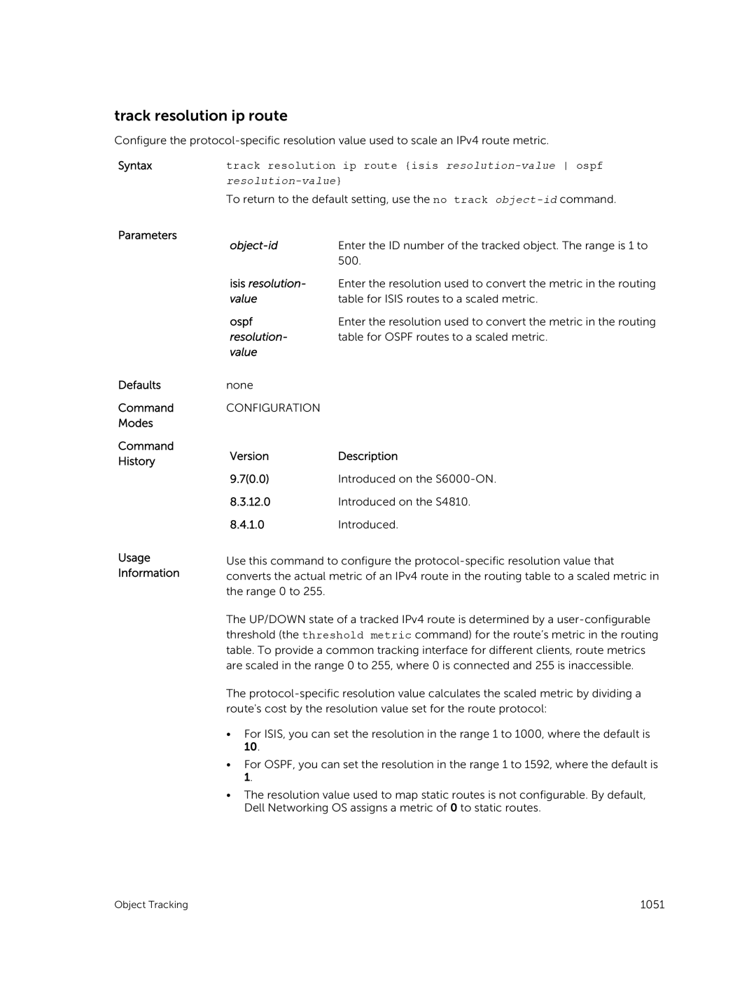 Dell 9.7(0.0) manual Track resolution ip route, Isis resolution, Resolution 