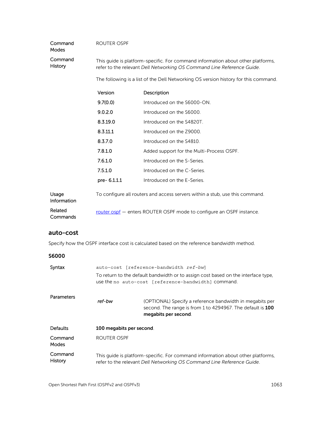 Dell 9.7(0.0) manual Auto-cost reference-bandwidth ref-bw, Ref-bw 