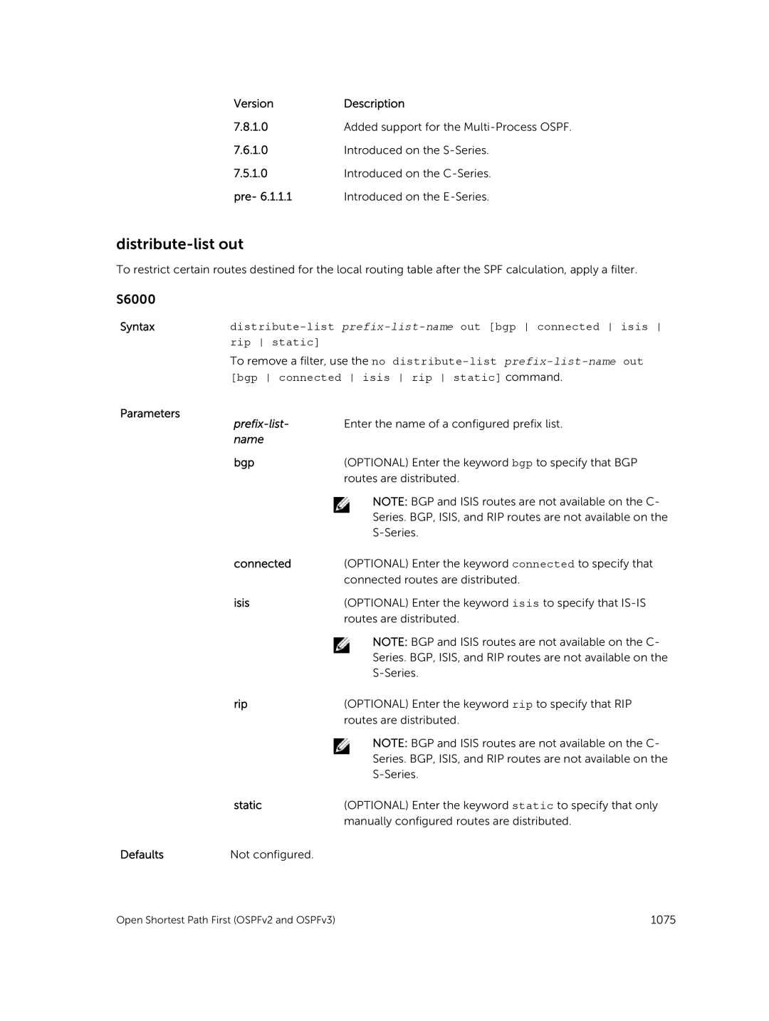 Dell 9.7(0.0) manual Distribute-list out, VersionDescription 