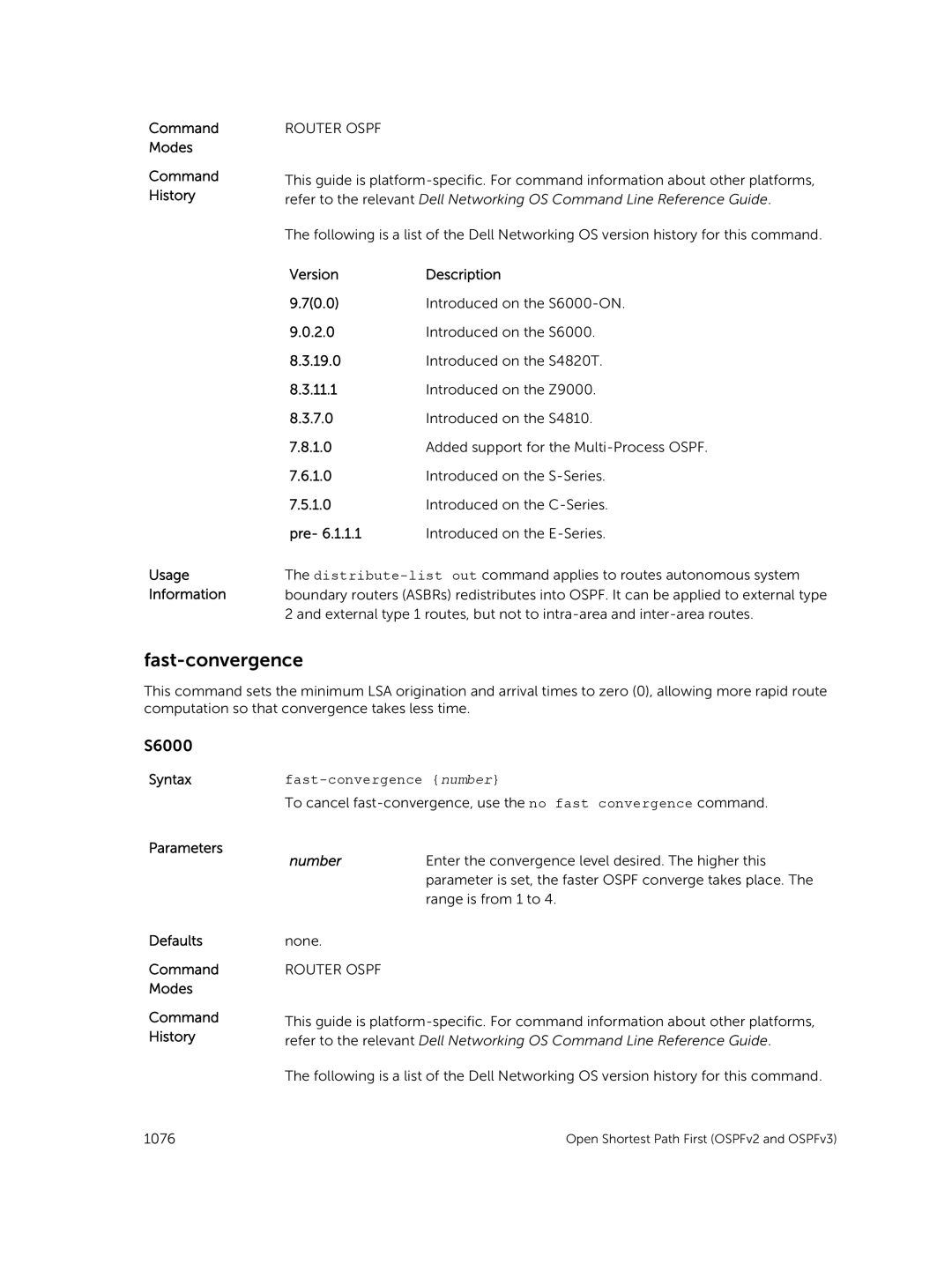 Dell 9.7(0.0) manual Fast-convergence number 