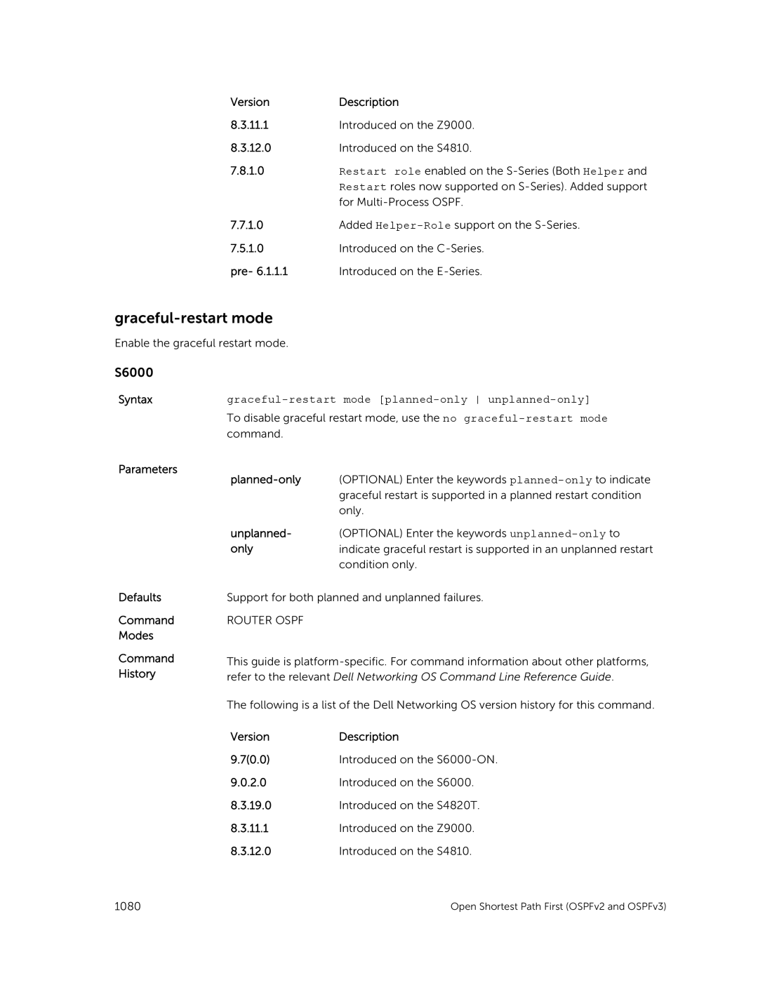 Dell 9.7(0.0) manual Graceful-restart mode planned-only unplanned-only, Planned-only, Unplanned 