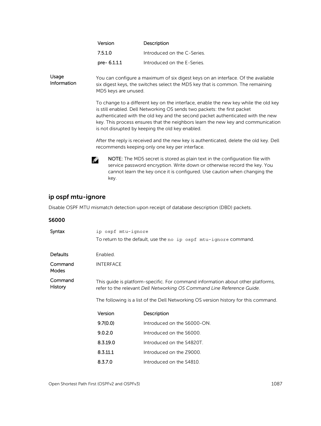 Dell 9.7(0.0) manual Ip ospf mtu-ignore 