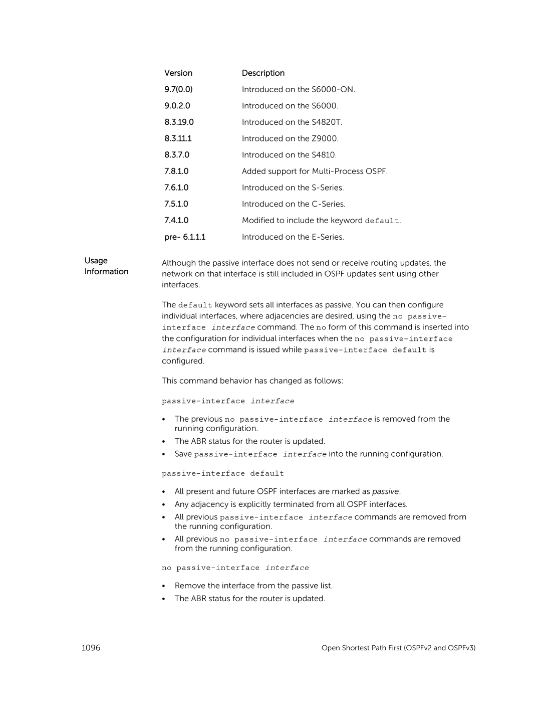 Dell 9.7(0.0) manual Passive-interface default, No passive-interface interface 