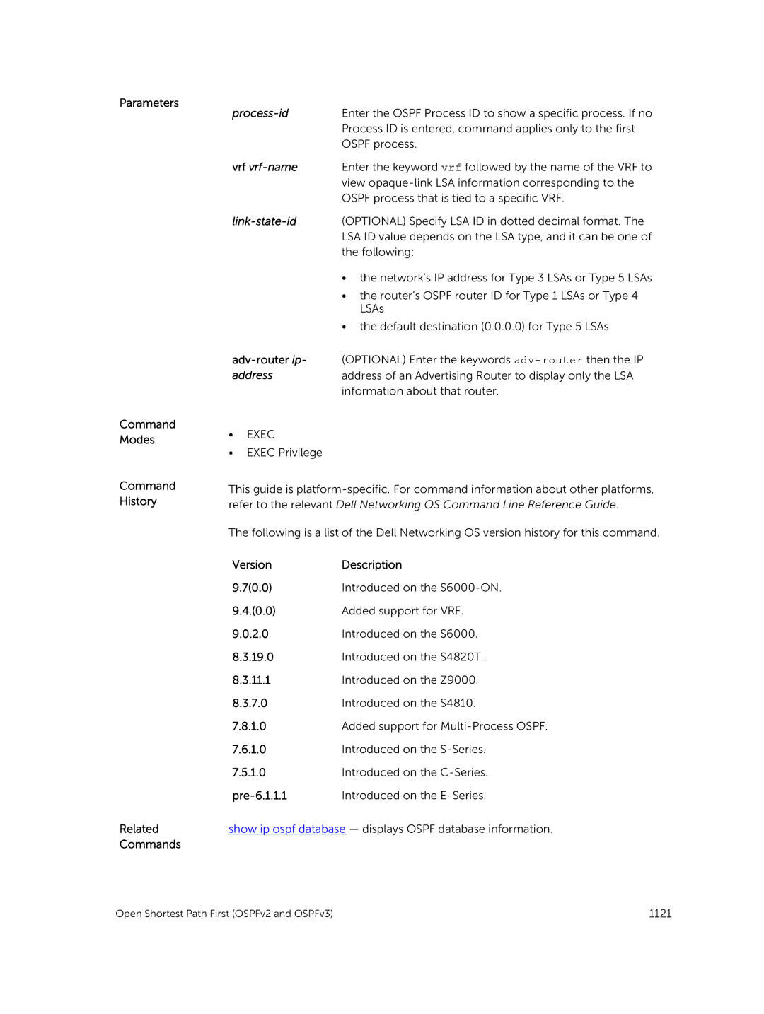 Dell 9.7(0.0) manual Parameters Command Modes Command History Related Commands, Vrf vrf-name 