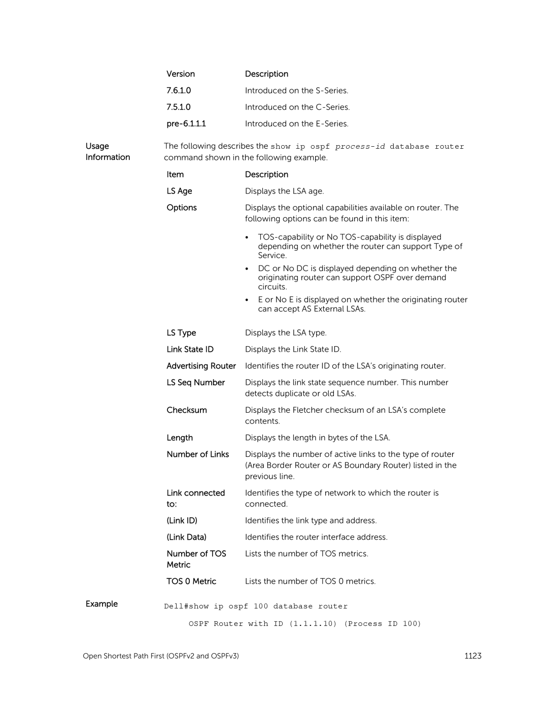 Dell 9.7(0.0) manual Number of Links, Link connected, Link Data, Number of TOS, Metric TOS 0 Metric 