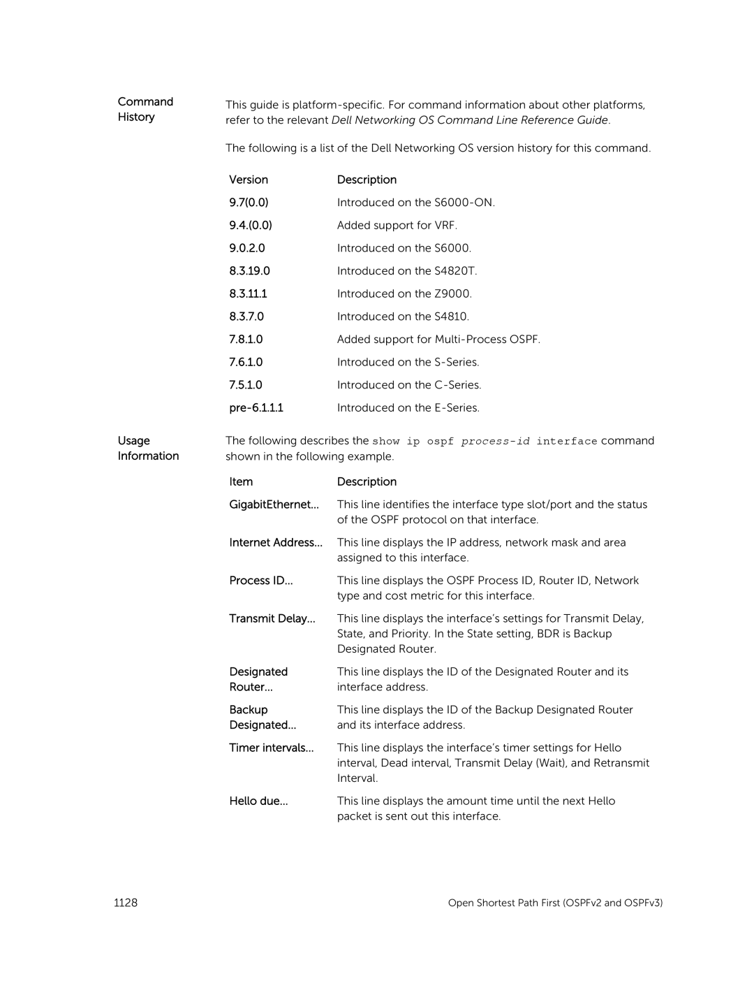 Dell 9.7(0.0) manual GigabitEthernet, Transmit Delay, Designated, Timer intervals, Hello due 