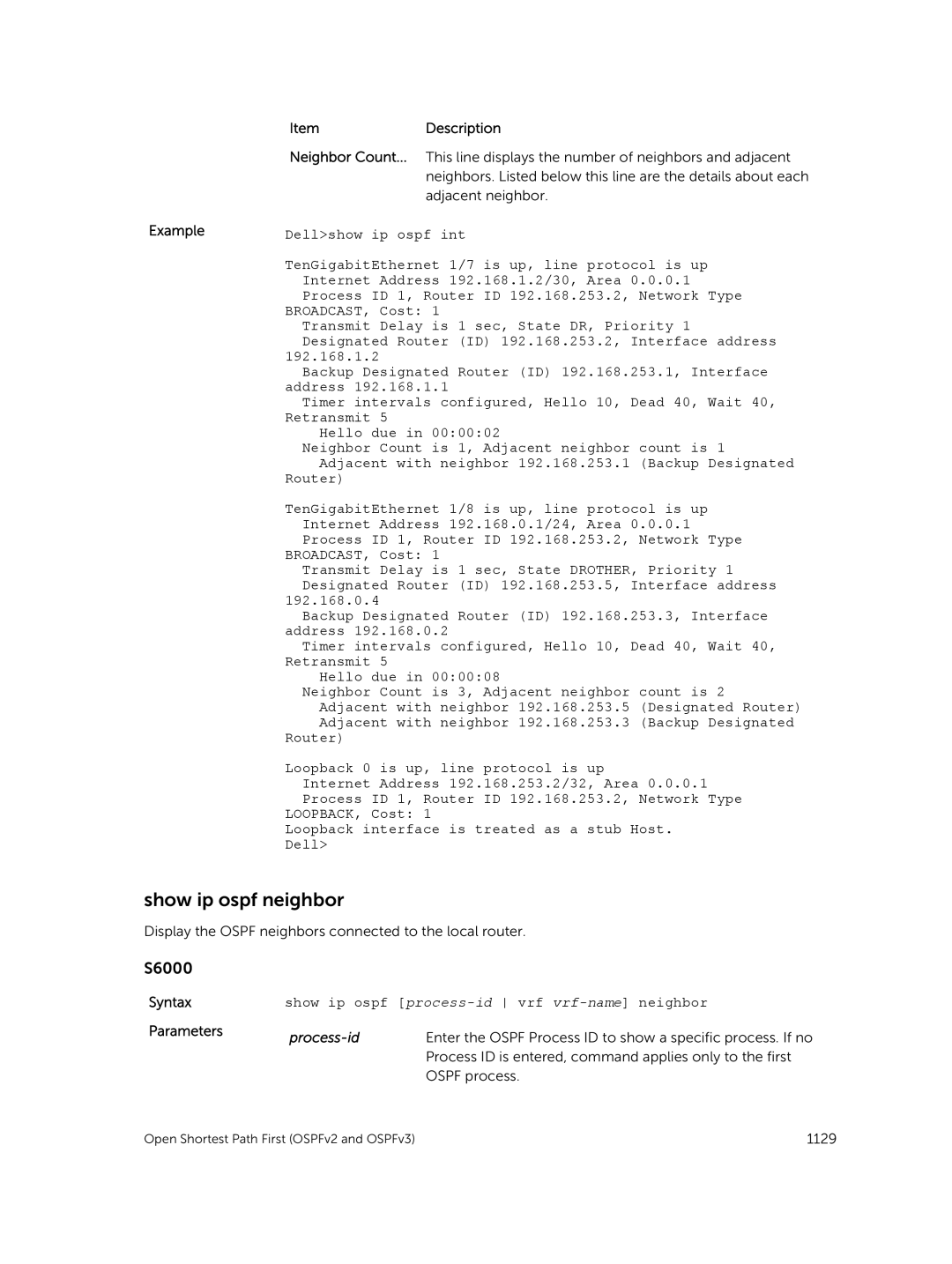 Dell 9.7(0.0) manual Show ip ospf neighbor 