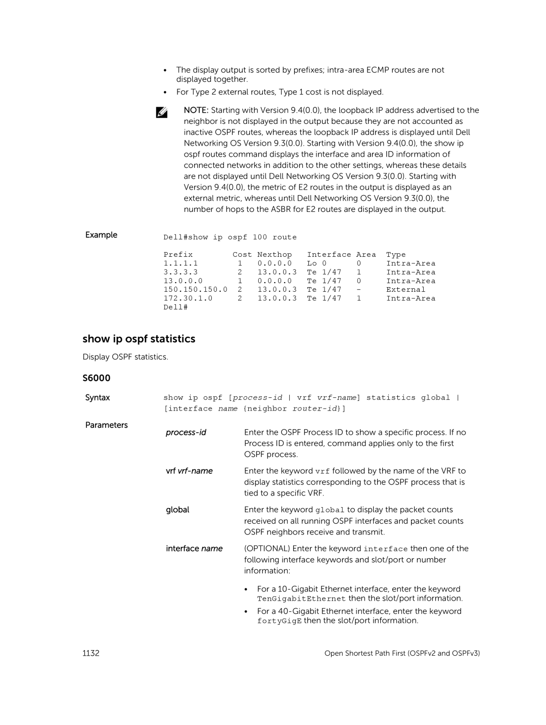 Dell 9.7(0.0) manual Show ip ospf statistics, Global 