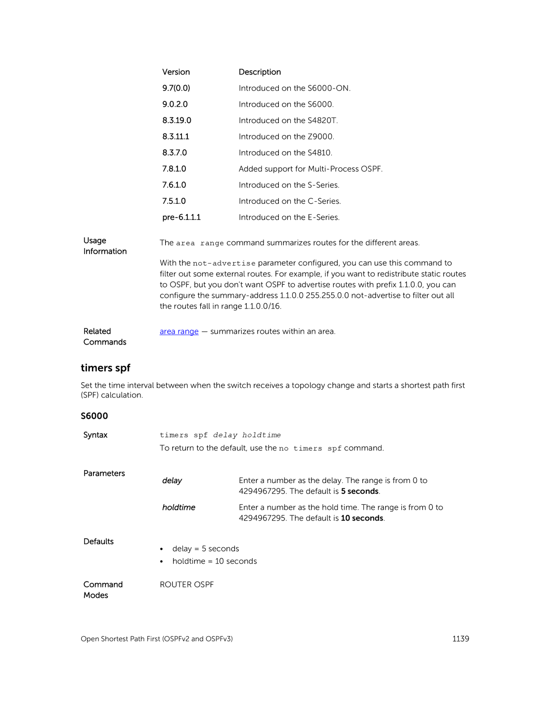 Dell 9.7(0.0) manual Timers spf, Delay 