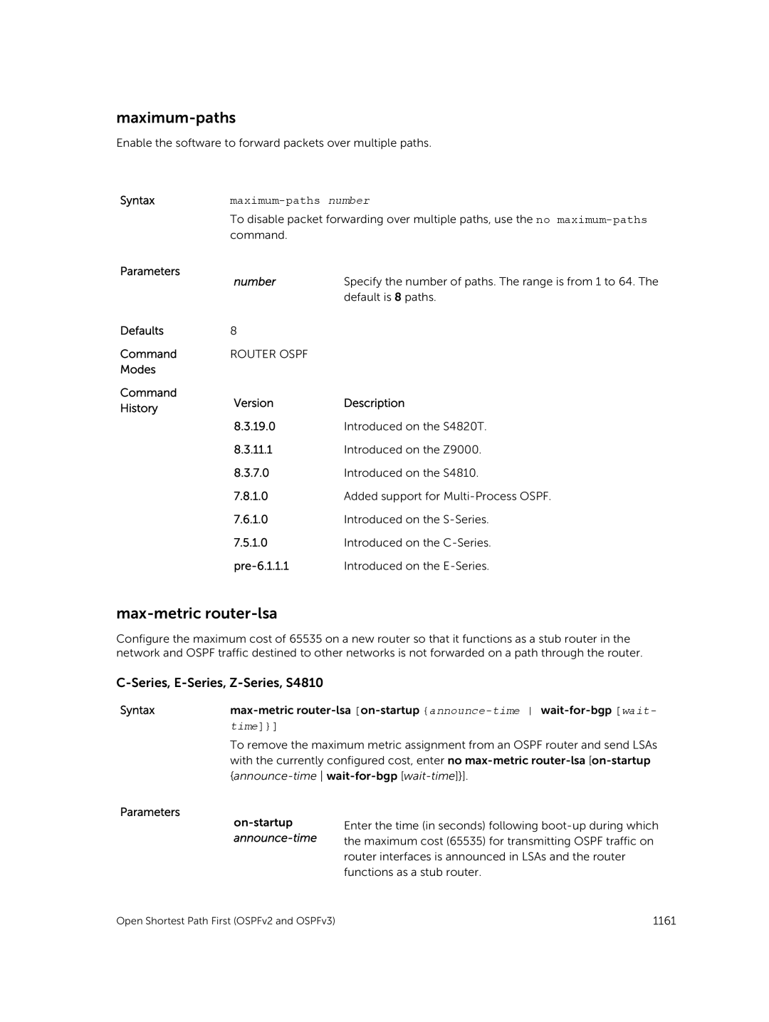 Dell 9.7(0.0) manual Max-metric router-lsa, Series, E-Series, Z-Series, S4810 