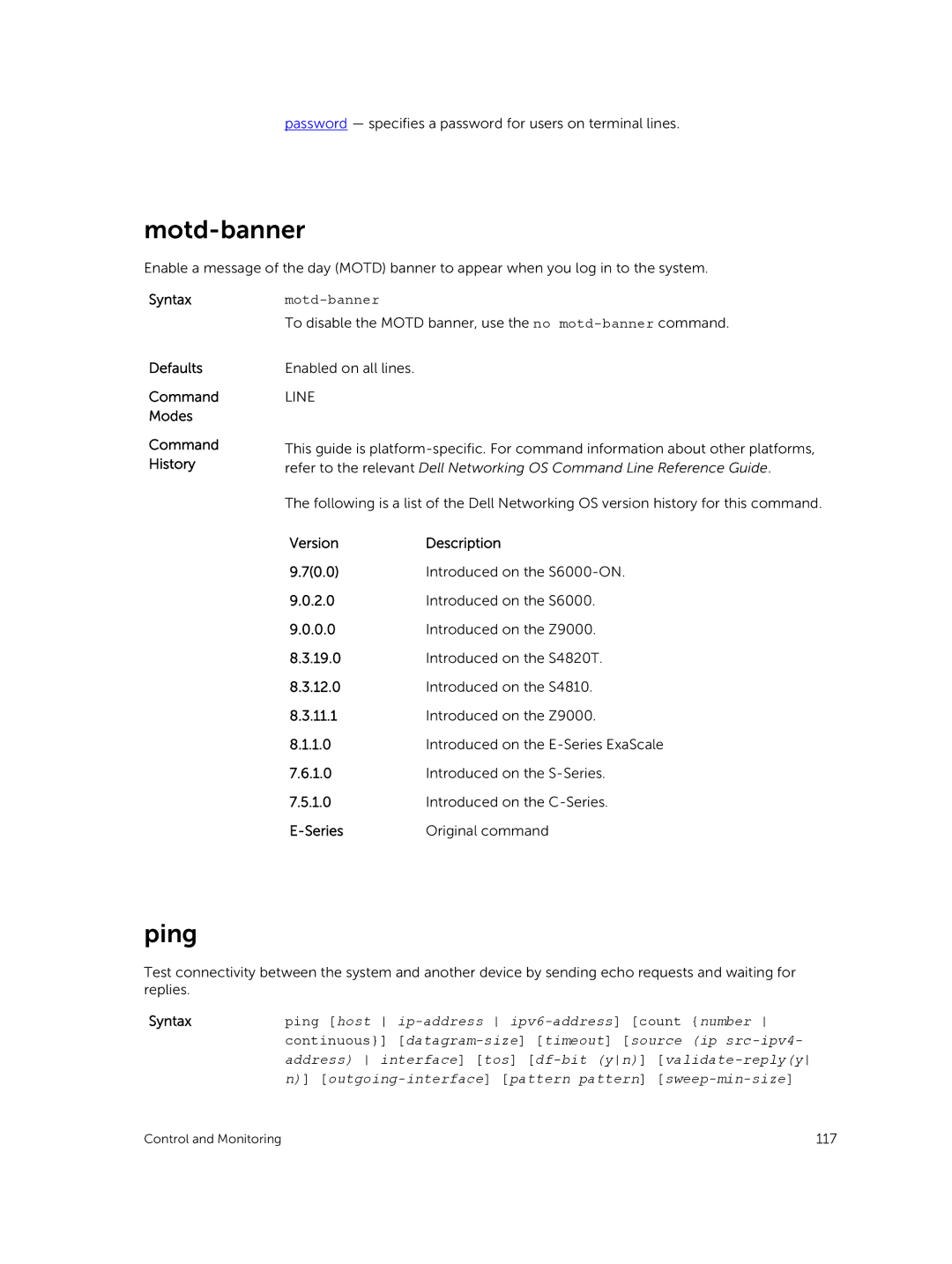 Dell 9.7(0.0) manual Motd-banner, Ping 