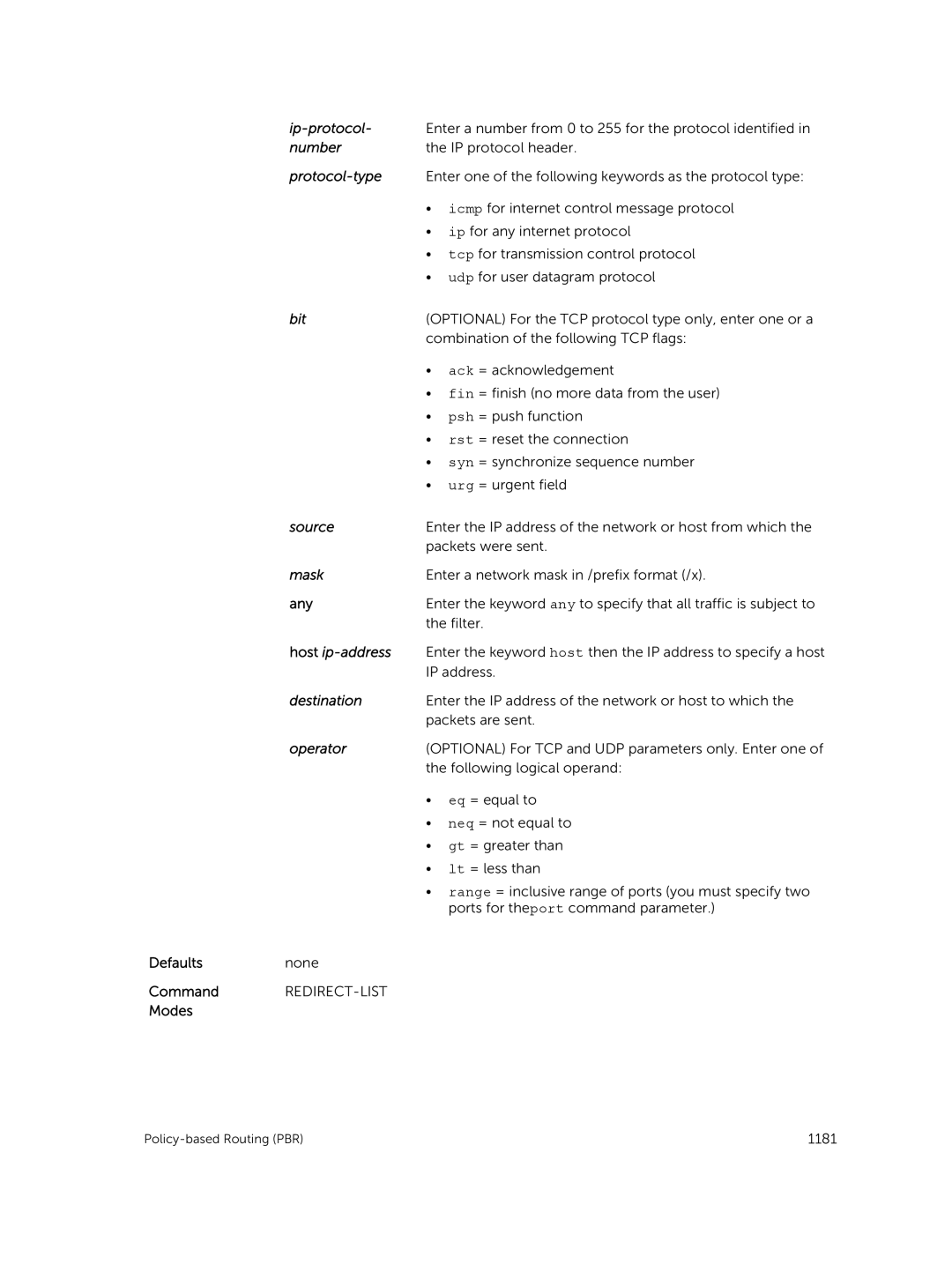 Dell 9.7(0.0) manual Optional For TCP and UDP parameters only. Enter one 