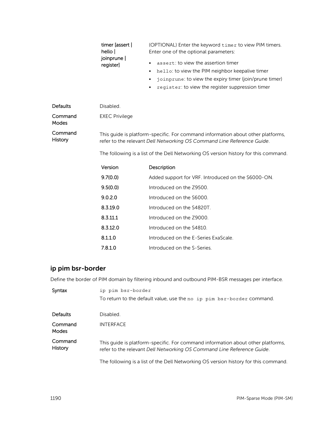 Dell 9.7(0.0) manual Ip pim bsr-border 