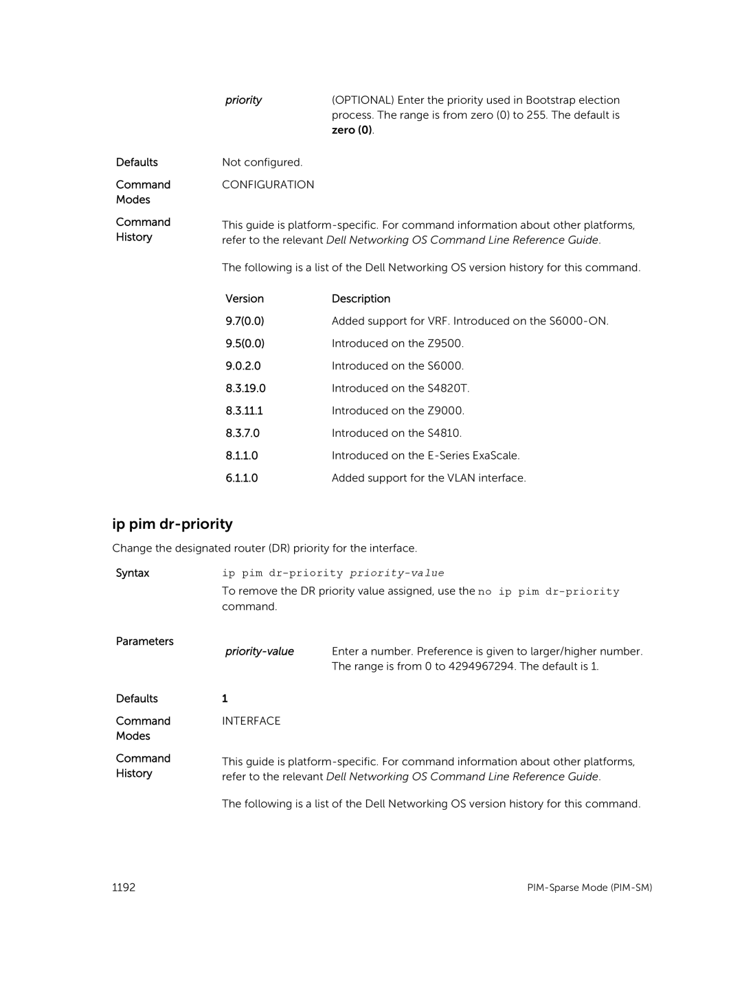 Dell 9.7(0.0) manual Ip pim dr-priority priority-value 