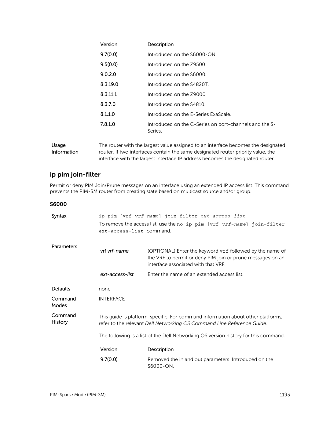 Dell 9.7(0.0) manual Ip pim join-filter, Syntaxip pim vrf vrf-name join-filter ext-access-list, Ext-access-list 