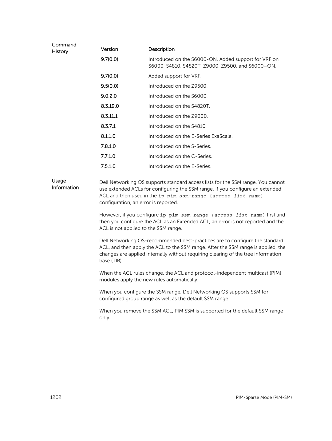 Dell 9.7(0.0) manual Introduced on the S6000-ON. Added support for VRF on 