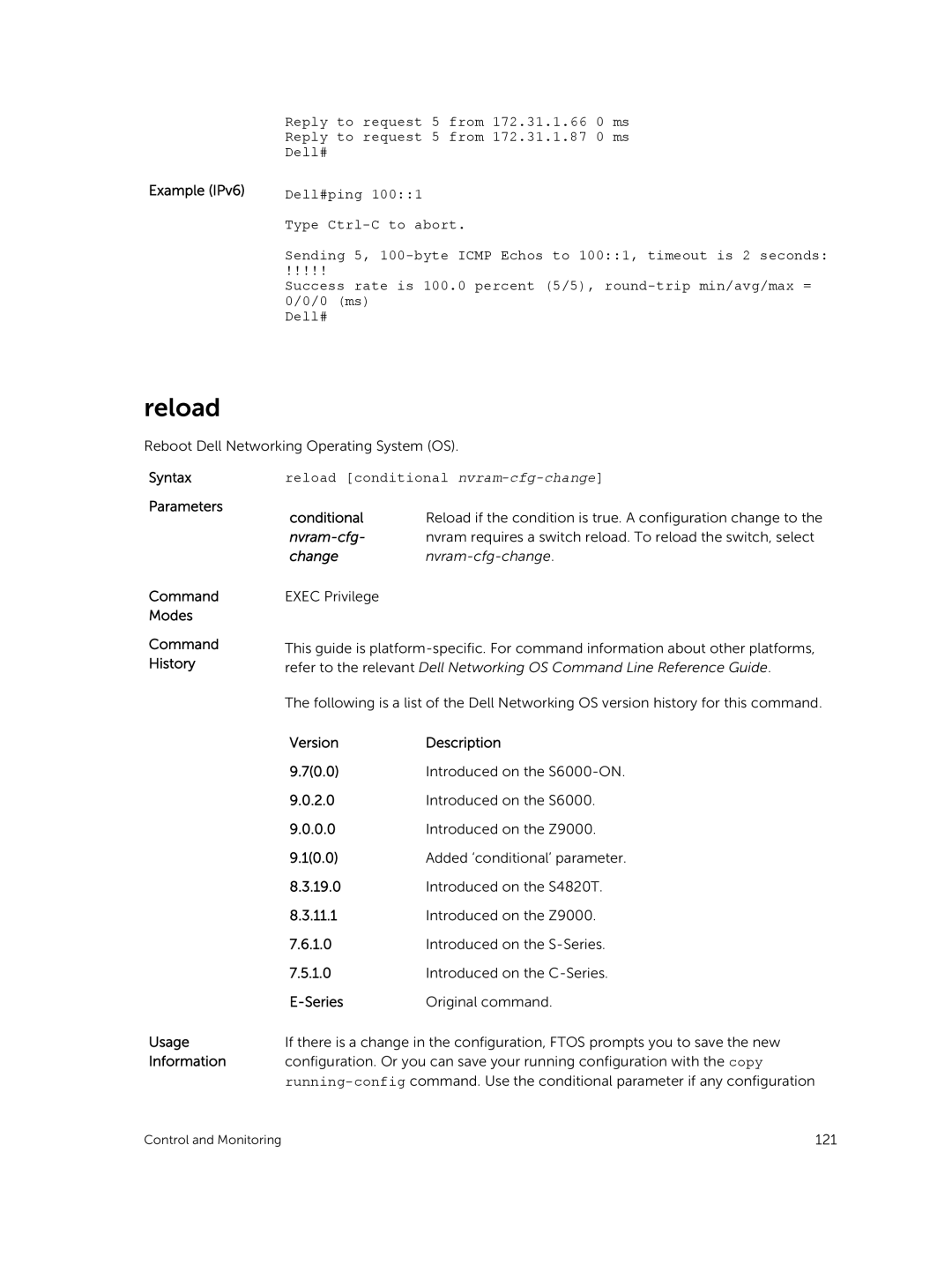 Dell 9.7(0.0) manual Reload, Nvram-cfg, Change 