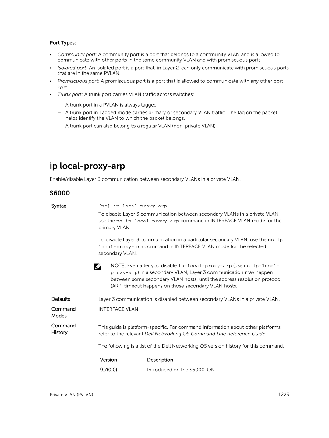 Dell 9.7(0.0) manual Ip local-proxy-arp, No ip local-proxy-arp 