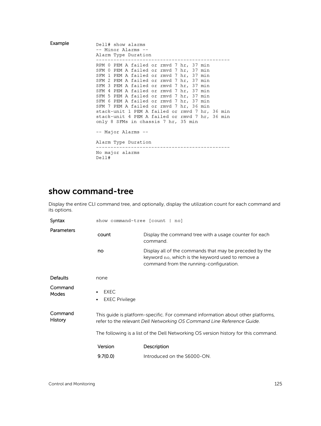 Dell 9.7(0.0) manual Show command-tree count no, Count 