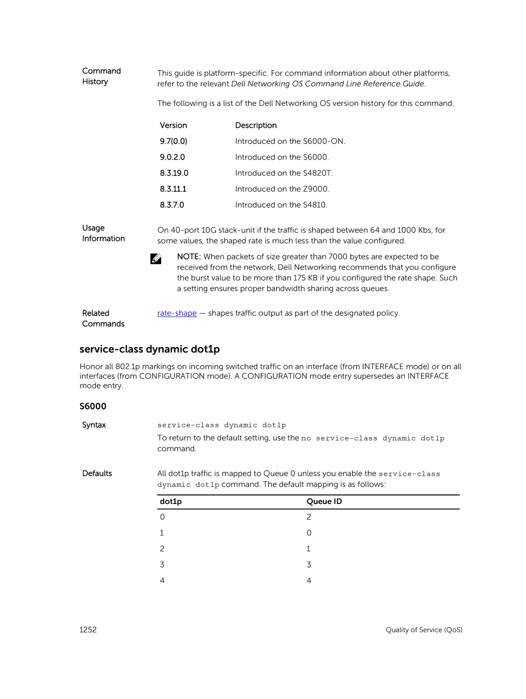 Dell 9.7(0.0) manual Service-class dynamic dot1p 