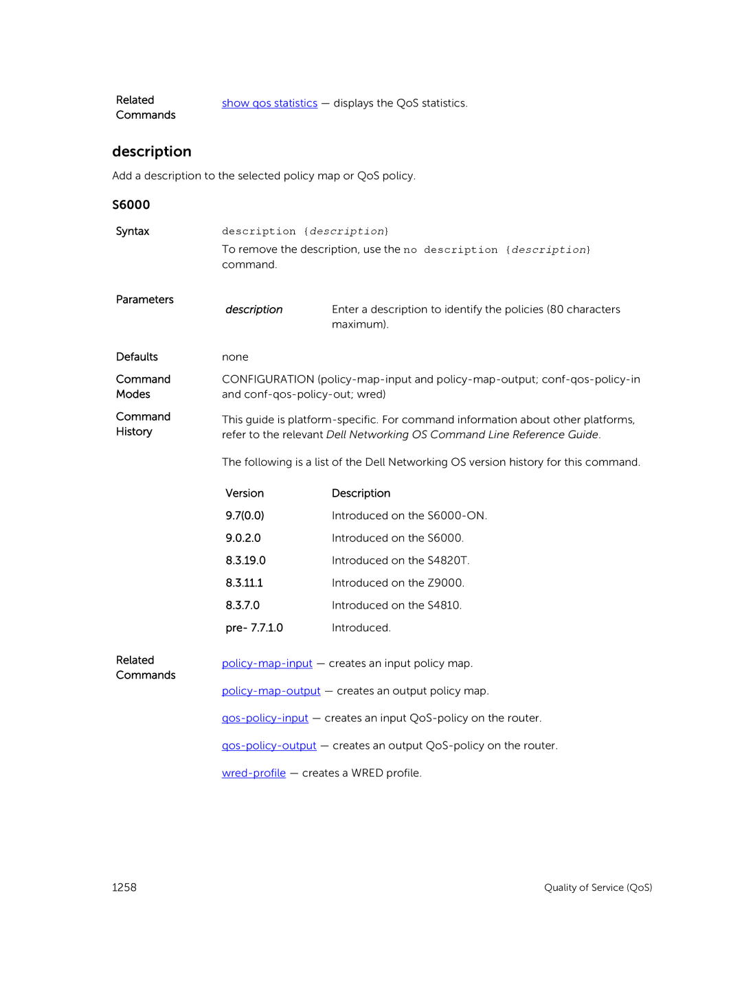 Dell 9.7(0.0) manual Pre- 7.7.1.0 Introduced Related Commands 