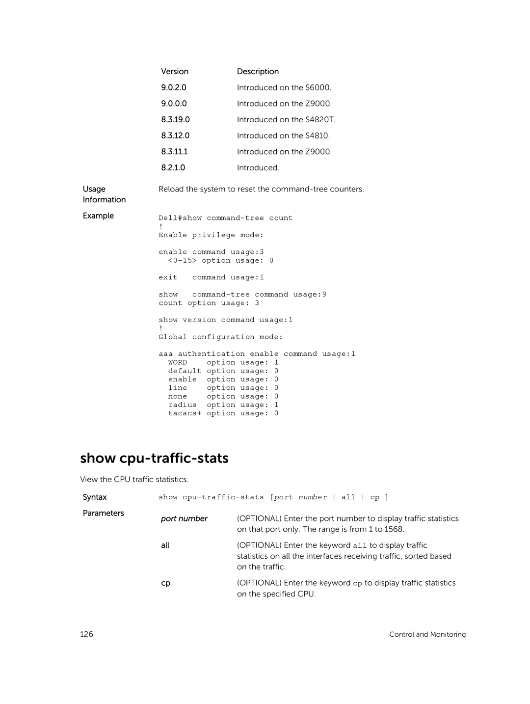 Dell 9.7(0.0) manual Show cpu-traffic-stats port number all cp, Port number 