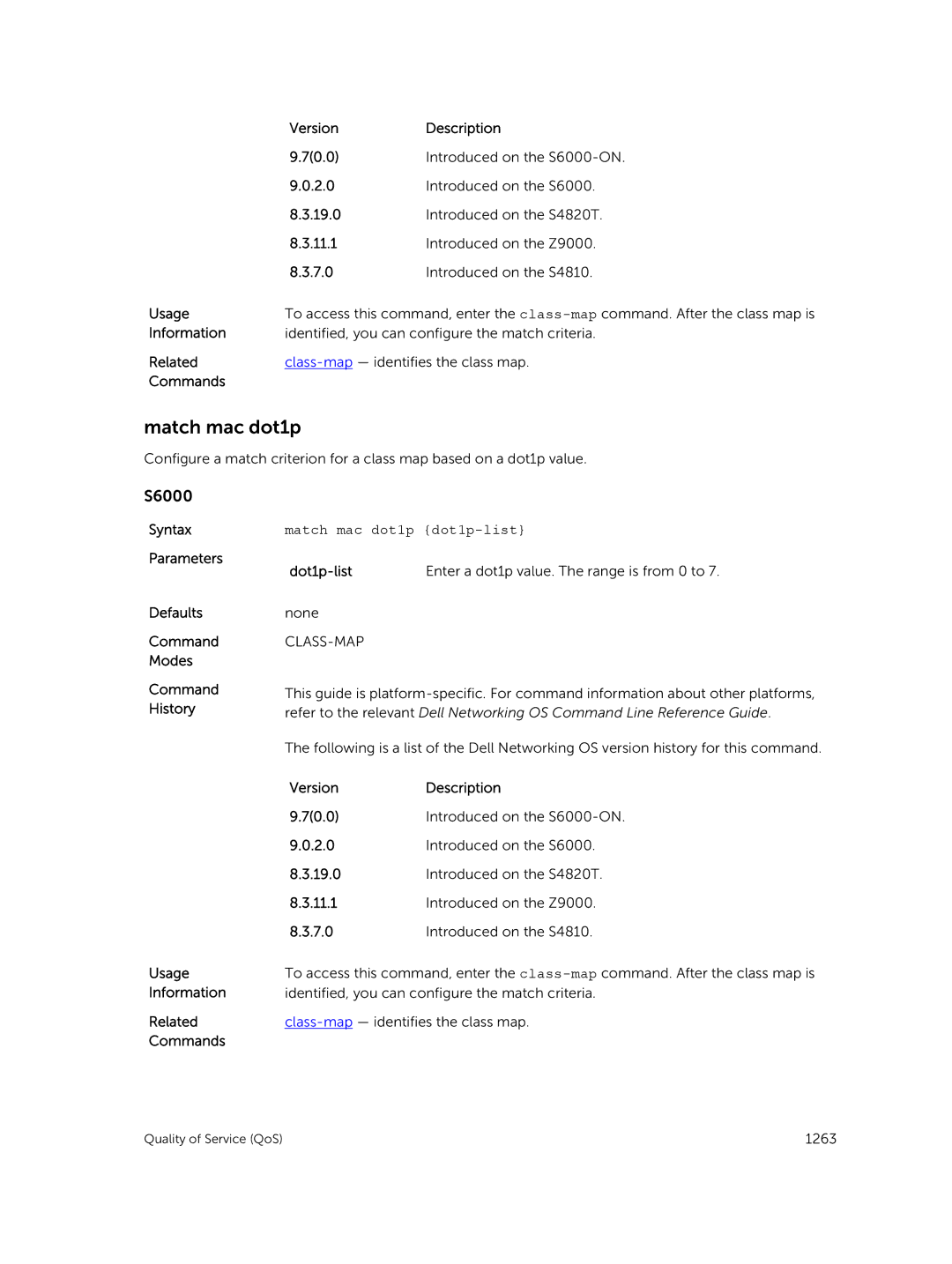 Dell 9.7(0.0) manual Match mac dot1p dot1p-list, Dot1p-list Enter a dot1p value. The range is from 0 to 