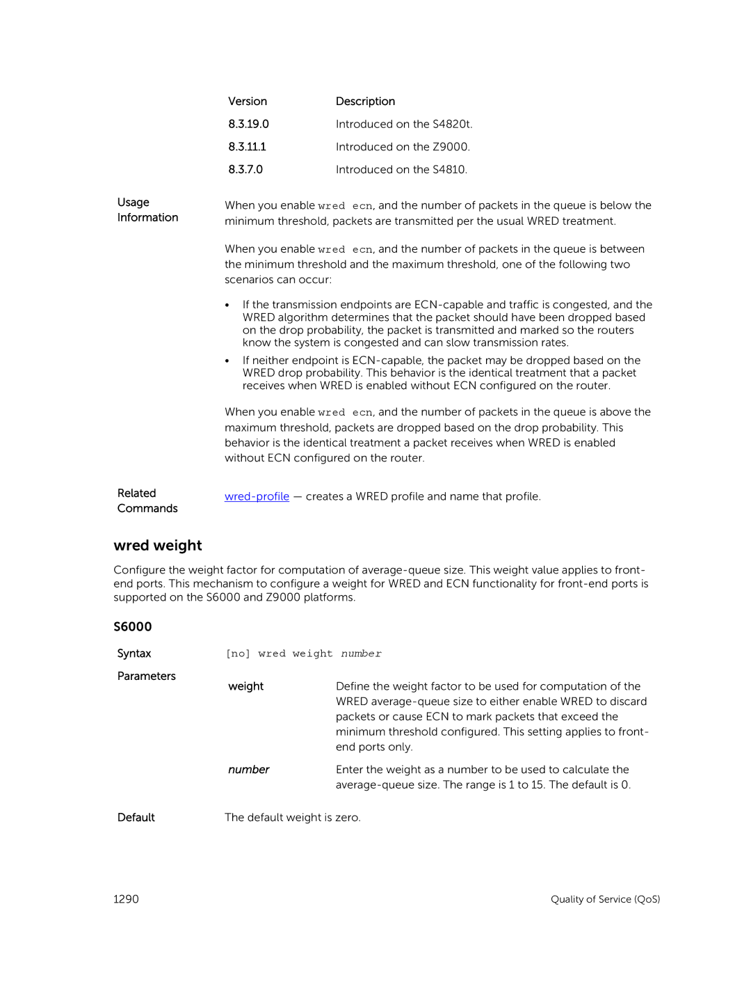 Dell 9.7(0.0) manual Wred weight, No wred weight number, Parameters Weight 