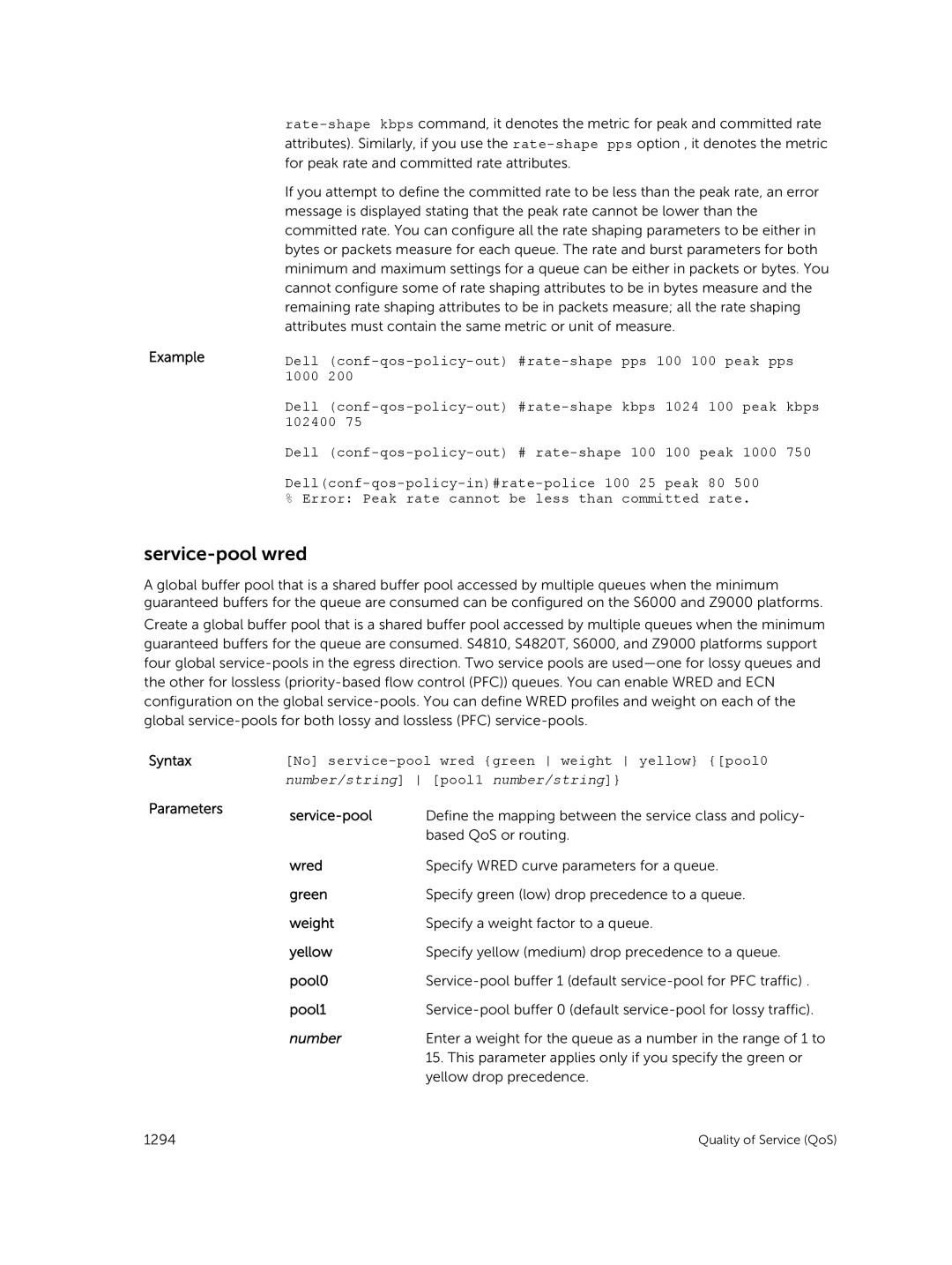 Dell 9.7(0.0) manual Service-pool wred 