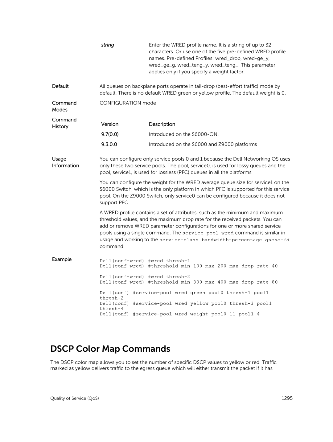 Dell 9.7(0.0) manual Dscp Color Map Commands, String 