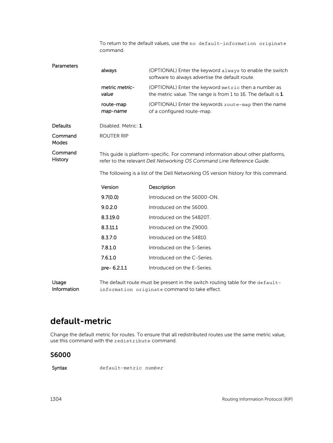 Dell 9.7(0.0) manual Default-metric, Always 