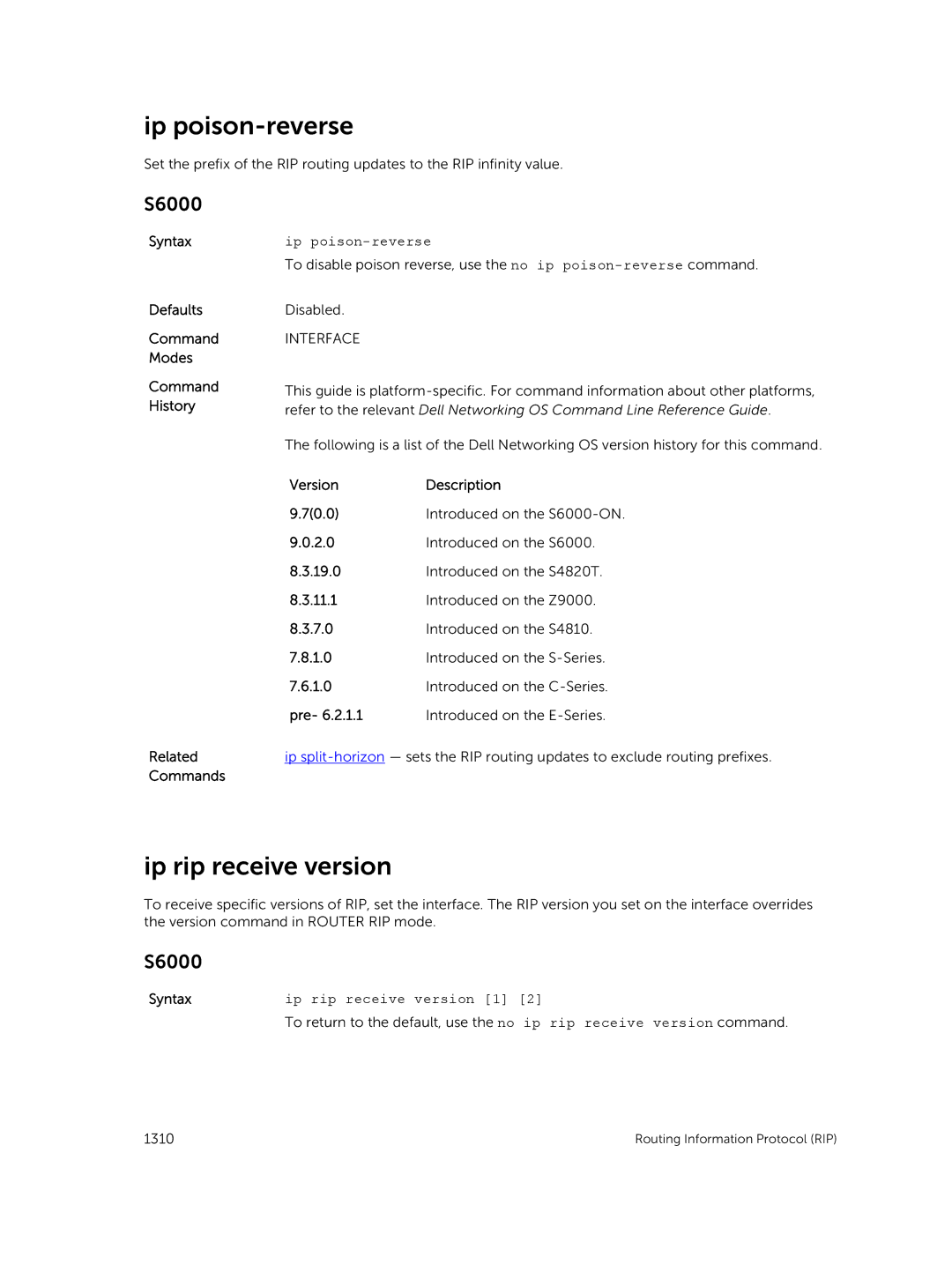 Dell 9.7(0.0) manual Ip poison-reverse, Ip rip receive version 1 