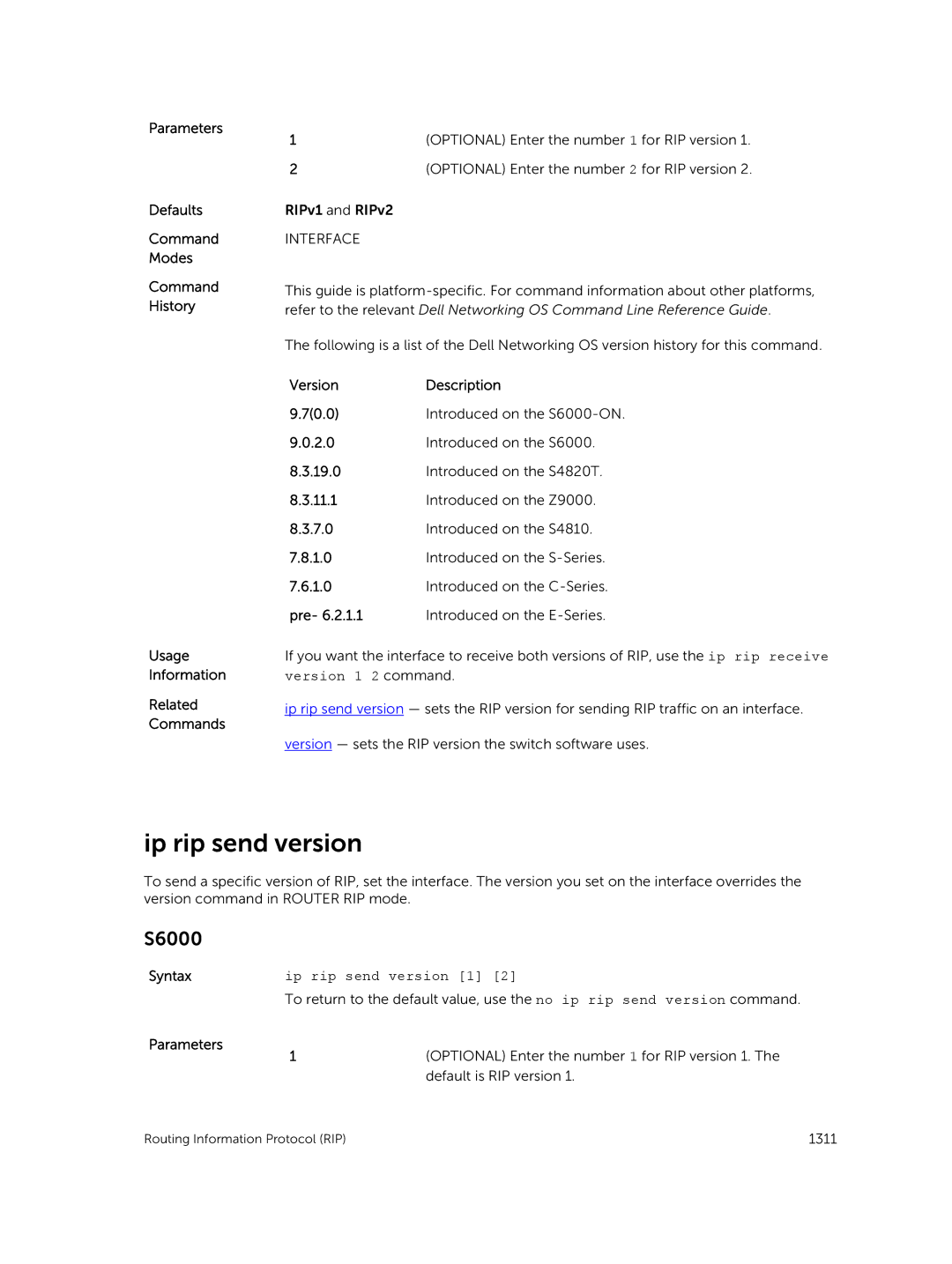 Dell 9.7(0.0) manual Ip rip send version 1 