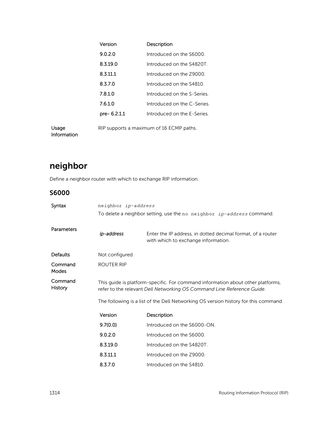 Dell 9.7(0.0) manual Neighbor, Ip-address 